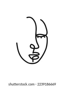 Un mínimo cubismo abstracto. Cara lineal abstracta. avatar minimalista de hombre o mujer. Dibujo continuo de líneas. El diseño de la decoración casera.