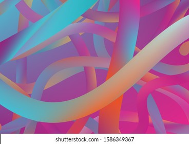 Minimal Abstract Curve Lines in Vibrant Color. Wire Digital Pattern with Gradient Neon Cables. Modern Dynamic Background in Trendy Colors. Colorful Flow Liquid in Future Design Style.