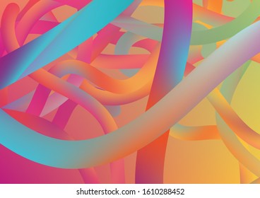 Minimal Abstract Curve Lines in Vibrant Color. Colorful Flow Liquid in Future Design Style. 