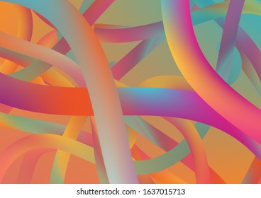 Minimal Abstract Curve Lines in Vibrant Color. Wire Digital Pattern with Gradient Neon Cables. Colorful Flow Liquid in Future Design Style. Modern Dynamic Background in Trendy Colors.