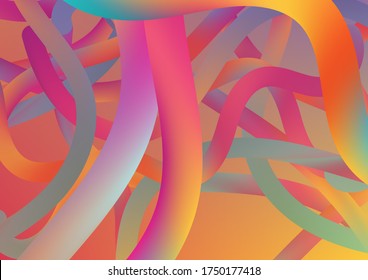Minimal Abstract Curve Lines in Vibrant Color. Colorful Flow Liquid in Future Design Style. Modern Dynamic Background in Trendy Colors. Wire Digital Pattern with Gradient Neon Cables.