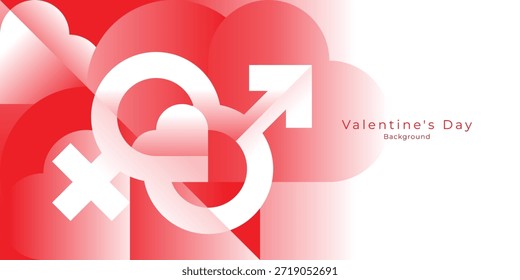 Fondo Abstractas mínimo del día de San Valentín con los corazones y los símbolos femeninos masculinos del amor