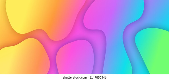 Minimal abstract design shapes fluid colorful gradients. Modern fashion background. Trendy bright vector illustration
