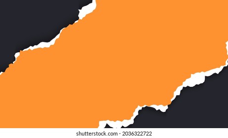 Minimal Abstract Diagonal Orange Ripped Paper Torn Design In Black Background