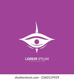 Minimal or abstract dragon eye logo vector eye icon silhouette isolated on pink background