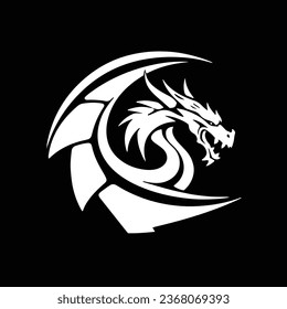 minimal and abstract dragon logo icon silhouette vector on dark background