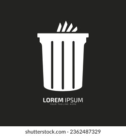 Minimales oder abstraktes Mülleimer-Logo, Vektorsymbol, Silhouette auf schwarzem Hintergrund