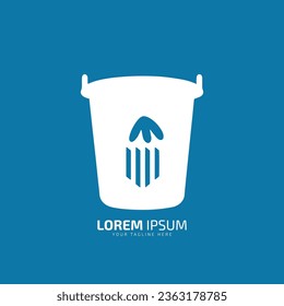 Minimal or abstract dustbin logo vector icon silhouette on light background