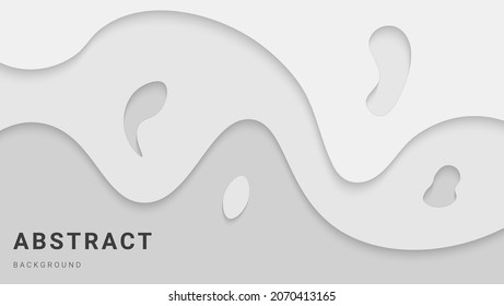 Minimal Abstract Dynamic White Smooth Wave Papercut Style Background