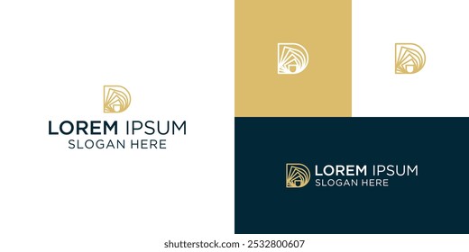 minimal abstract elegant letter D logo, simple D monogram logo
