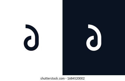 Mínimo abstracto de la letra de arte de línea elegante con el logo D.