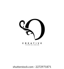 minimal abstract elegant O letter logo design. simple O monogram logo with leaf, nature element vector template. initial letter O black
