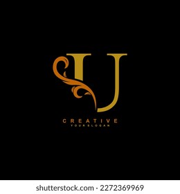 minimal abstract elegant U letter logo design. simple U monogram logo with leaf, nature element vector template. initial letter U
