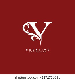 minimal abstract elegant Y letter logo design. simple Y monogram logo with leaf, nature element vector template. initial letter Y white