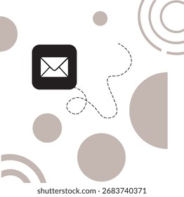 Diseño abstracto mínimo del icono del email con las Formas geométricas en el fondo blanco. Ilustración de mensaje digital moderno para conceptos de comunicación. Elegante Arte vectorial plano sobre.