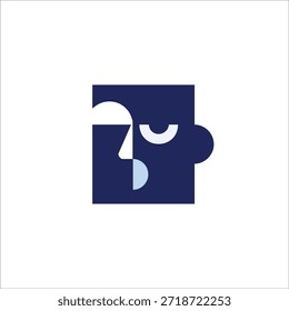 Diseño de logotipo de cara abstracta mínima 