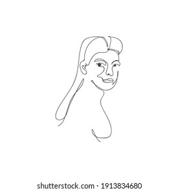 Minimal abstract face one line drawing of woman.