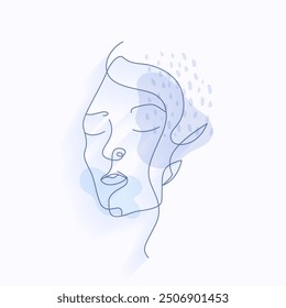 minimal and abstract female face outline in line art vector