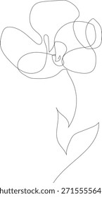 Flor abstrata mínima desenhada em uma única linha contínua, elegante arte moderna do vetor botânico para branding.