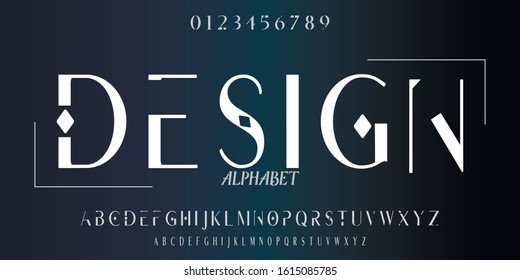 Minimal abstract font typeface alphabet.  Digital modern alphabet with numbers font. Sweet creative design typography vector font with numbers concept. Vector illustration design