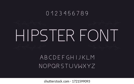 Minimal abstract font typeface. Typography uppercase letters hipster design for logo. Square trendy alphabet with numbers, vector illustraion