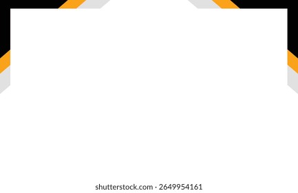 Minimal abstract frame with black, orange, and gray corner design on a white background. Ideal for digital content, modern presentations, or template-based layouts with bold aesthetics.