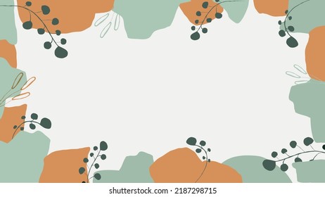 minimal abstract frame with wild herbs and stones. Hand drawn contemporary print. Fashionable template for design.