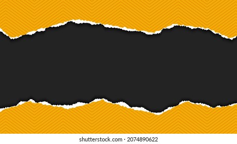 Minimal Abstract Frame Yellow Paper Ripped Design In Black Background
