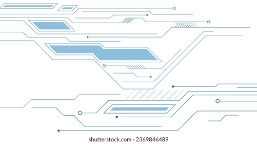 Minimal abstract futuristic tech background with blue circuit board lines. Vector digital graphic design
