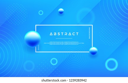 Minimal abstract geometric blue background with blue ball. Trendy blue gradient vector background.