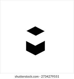 Minimal Abstract Geometric Cube Logo Icon in Black and White