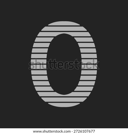 Minimal abstract geometric letter O symbol that can also represent number zero in modern branding, technology, and digital design projects. Isolated on black bacground.