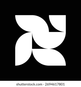 Forma geométrica abstracta mínima en blanco y negro. Moderno Vector simétrico inspirado en la Bauhaus y el arte óptico, perfecto para crear marcas, carteles y fondos digitales. Formato EPS