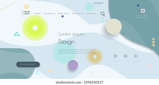 Minimal abstract geometric shape, line and gradient color on white background. Modern vector design. Creative geometric background for business landing page, banner, website, web, template banner