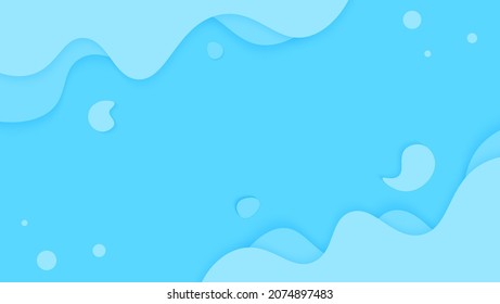 Minimal Abstract Geometric Soft Blue Dynamic Waves Papercut Style Background