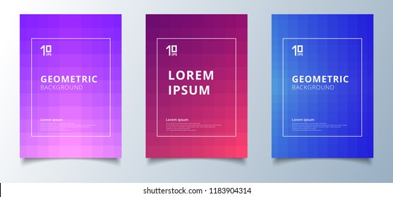 Minimal abstract geometric squares pattern with lighting effect cover design template. Future geometry gradient background. You can use for brochure, banner, wallpaper, mobile screen, annual report