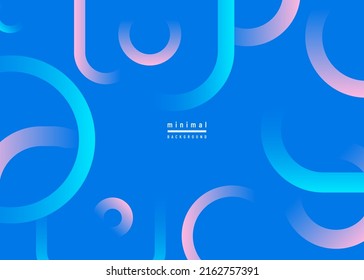 Minimal abstract geometric vector background  Simple pattern and circle gradient line shapes in blue   pink color  Motion concept design 