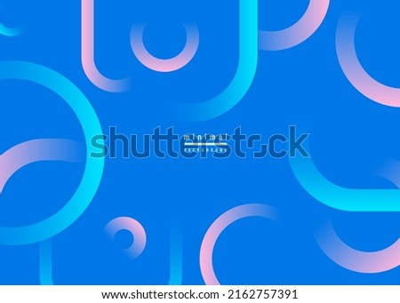 Minimal abstract geometric vector background. Simple pattern with circle gradient line shapes in blue and pink color. Motion concept design.