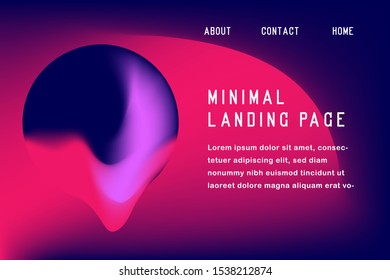 Minimal abstract  gradient web page vector design template with  pink and purple colors