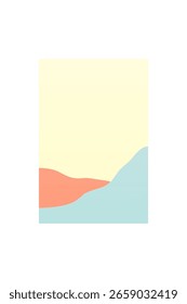 Minimal Abstract Hills Under Dark Sky. Simple Bohemian Landscape Nighttime Art