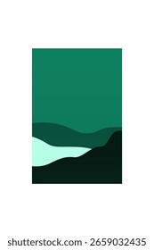 Colinas Abstractas mínimas bajo el cielo oscuro. Arte nocturno bohemio simple del paisaje