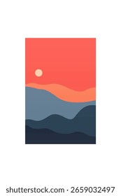 Minimale abstrakte Hügel unter dunklem Himmel. Einfache Böhmische Landschaft Nachtkunst