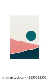 Minimale abstrakte Hügel unter dunklem Himmel. Einfache Böhmische Landschaft Nachtkunst