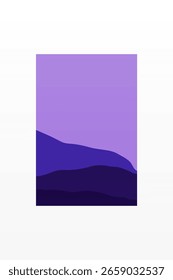 Colinas Abstratas Mínimas Sob Céu Escuro. Arte Boêmia Simples Da Paisagem À Noite
