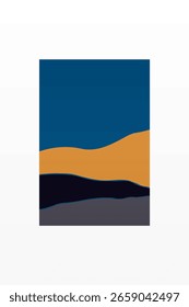 Minimale abstrakte Hügel unter dunklem Himmel. Einfache Böhmische Landschaft Nachtkunst