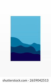 Colinas Abstratas Mínimas Sob Céu Escuro. Arte Boêmia Simples Da Paisagem À Noite