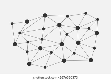 Minimal abstract illustration of a digital network showing interconnected nodes, symbolizing data, technology and communication, vector illustration