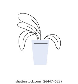 Minimal Abstract Indoor Plant in Pot – Line Art Illustration