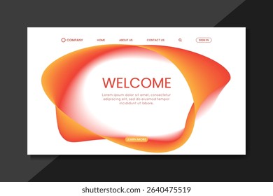 Minimal Abstract Landing Page with Red Orange Fluid Shape