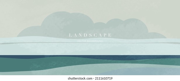 Mínimo vector de fondo de paisaje abstracto. Fondo de montaña con textura acuarela. Diseño de artes vectoriales para impresiones, afiches, cubiertas, artes murales y decoración doméstica. 